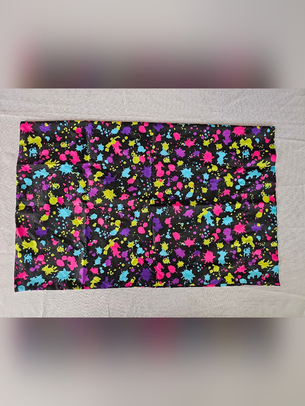 Mainstays Black Colorful Neon Paint Splatter Pattern Standard/Queen Pillowcase